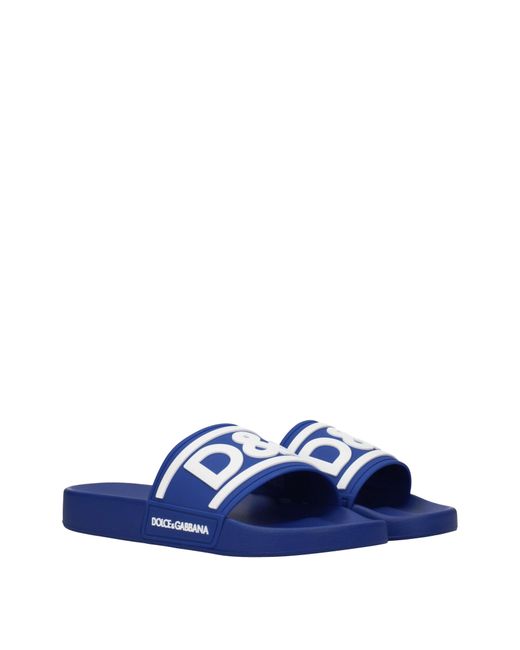 Dolce & Gabbana Blue Dolce&Gabbana Ciabatte E Zoccoli Uomo Gomma Blu/Bianco for men