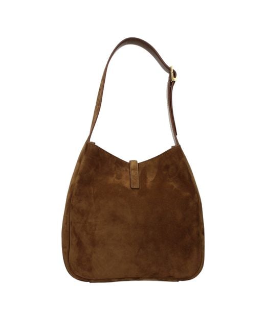 Saint Laurent Brown Le 5A7 Suede Shoulder Bag/Caramel
