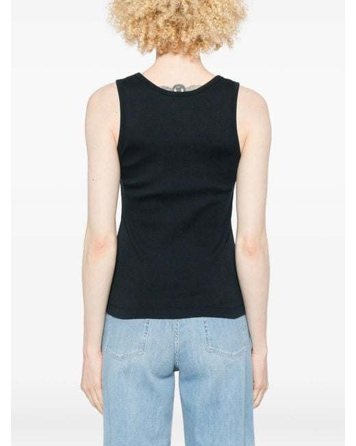 Maison Kitsuné Black Baby Fox Ribbed Tank Top
