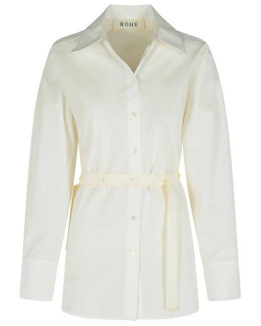 Rohe Gecombineerd Zijden Popolin Vest -shirt in het White