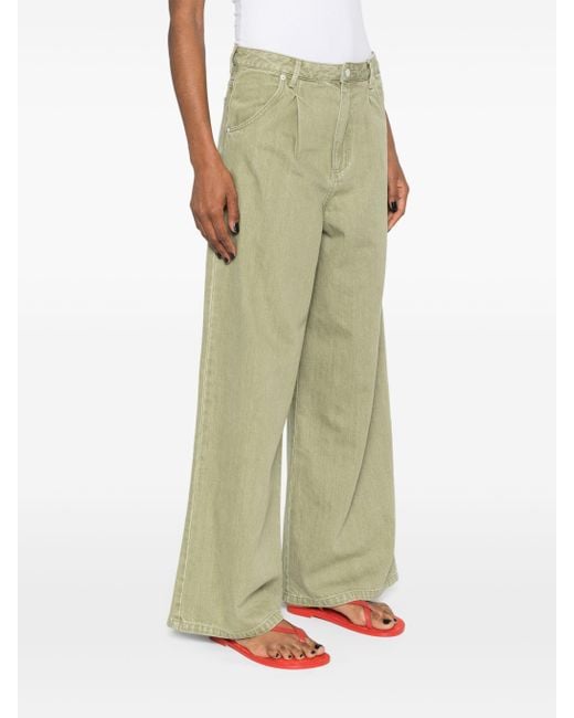 Officine Generale Green Moena High-Rise Wide Leg Jeans