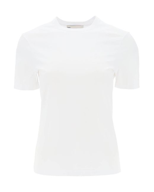 T-shirt régulier avec logo brodé Tory Burch en coloris White