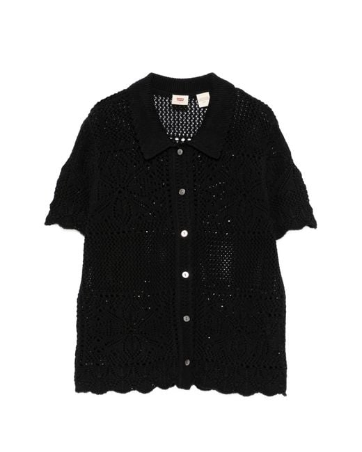 Levi's Black Susanna Floral Crochet Shirt Anthracite