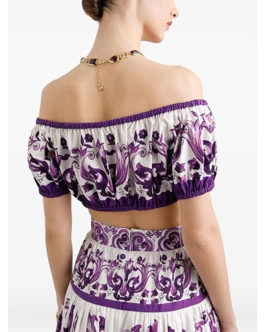 Dolce & Gabbana Purple Printed Crop Top