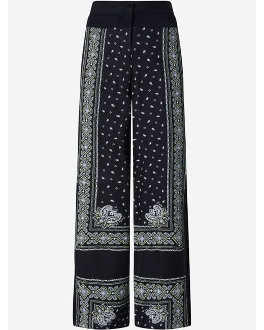 Pinko Blue Wide Bandana Pattern Pants