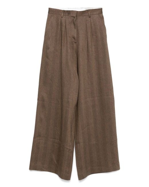 Officine Generale Brown Elia Pts Li Cot Herringbone Clothing
