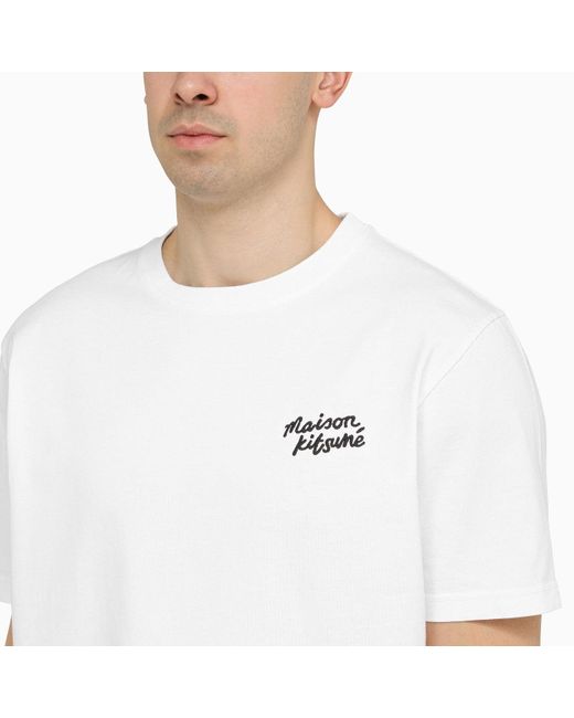 Maison Kitsuné Maison Kitsuné White Cotton T Shirt With Logo for men