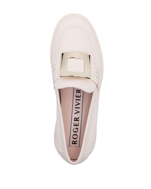 Roger Vivier White Viv Ranger Leather Loafers for men
