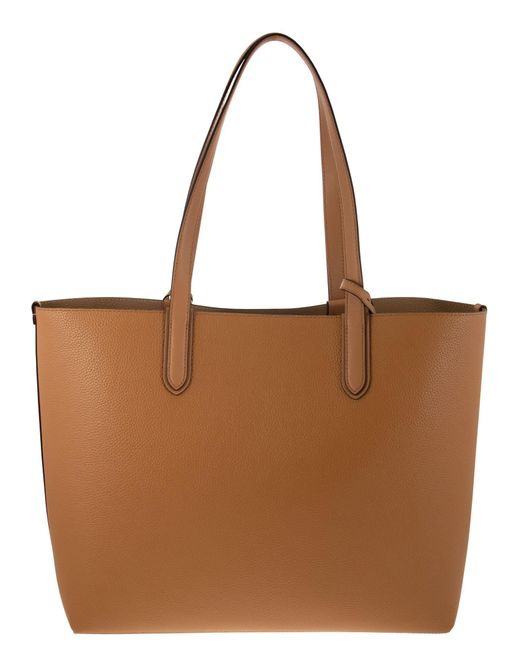 Michael Kors Brown Eliza Körnige Leder -Reversible -Einkaufstasche