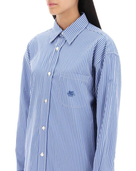 Gestreiftes Popellinie -Shirt Etro de color Blue