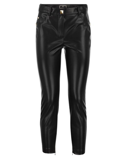 Faux cuero pantalones flacos Elisabetta Franchi de color Black