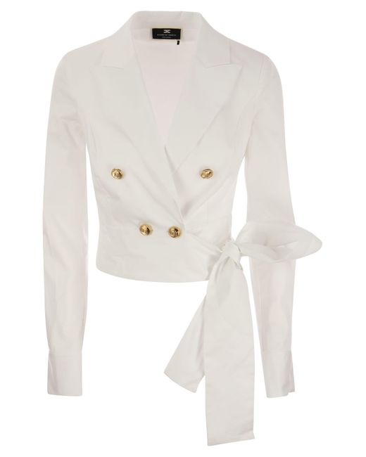 Chemise en coton avec ceinture Elisabetta Franchi en coloris White