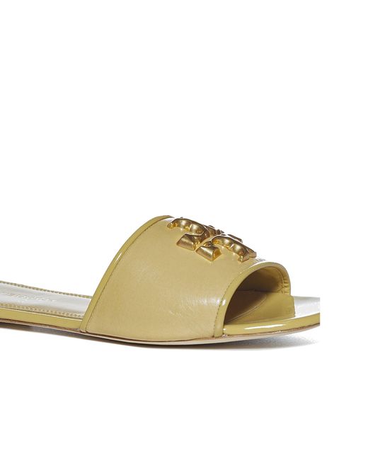 Tory Burch Natural Eleanor Leather Slides
