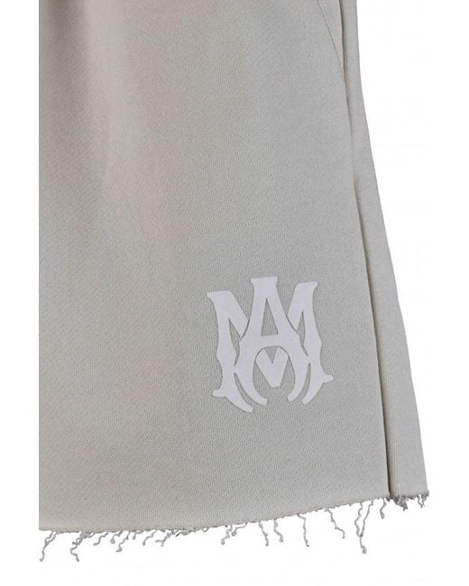 Amiri Gray Frayed Hem Off- Cotton Shorts for men