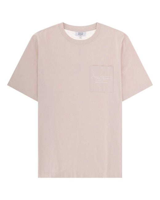 Maison Kitsuné Pink T Shirt "Poetic Script"