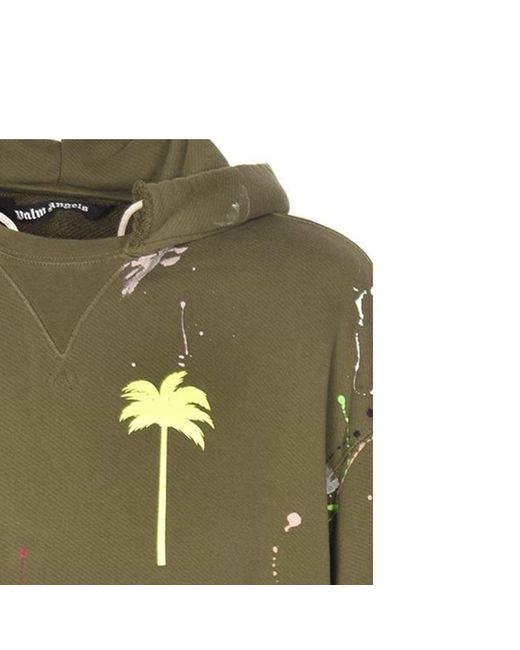 Palm Angels Pxp Painted Raw Cut Green Hoodie Cotton for men