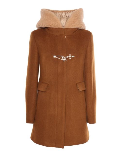 Fay Brown Toggle Coat Db Front Teddy