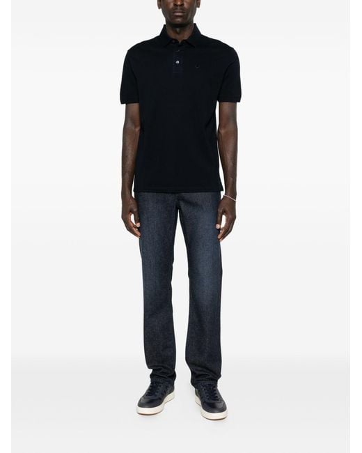 Emporio Armani Black Logo Cotton Polo Shirt for men