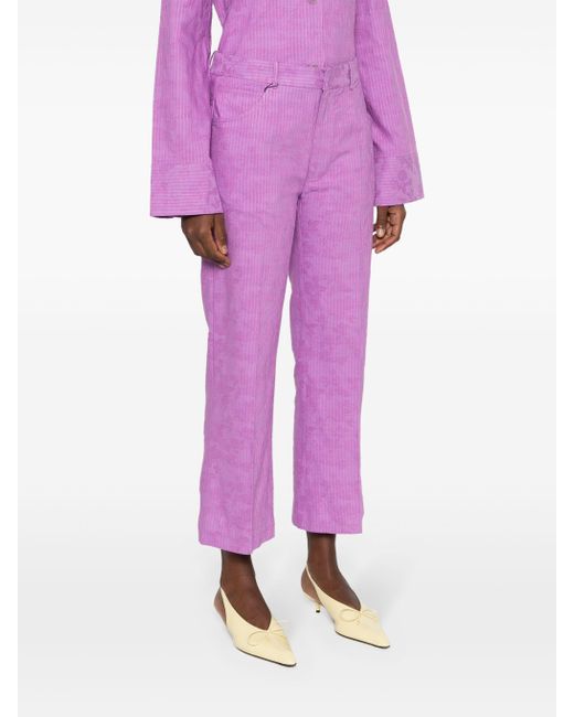 Rodebjer Purple Miso Stripe Pants Slim Cropped 2400362