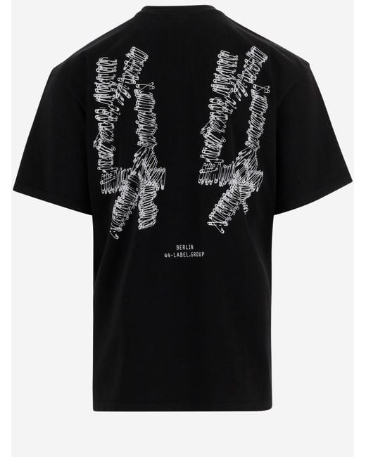 44 Label Group Black Printed Cotton T Shirt for men