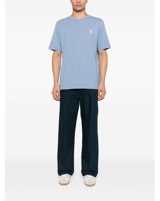 Maison Kitsuné Blue Maison Kitsune 'Standing Fox Cotton T -Shirt