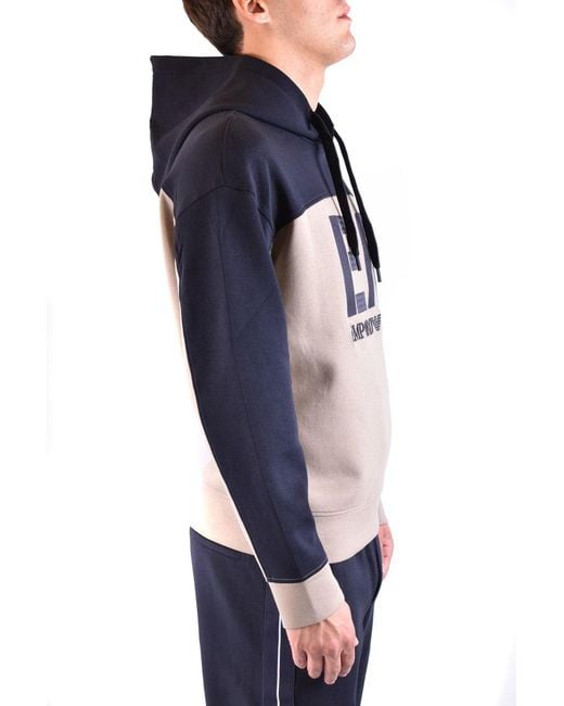 Emporio Armani Blue Two-Tone Sweatshirt With Embroidered Logo for men