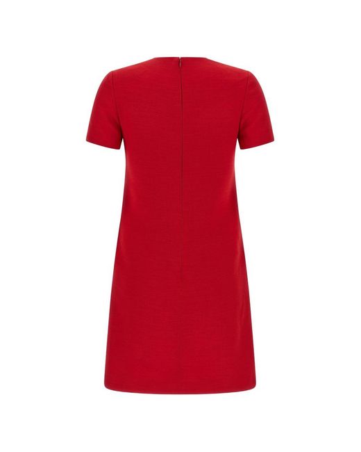 Valentino Red Pocket-Detail And V Logo Mini Dress
