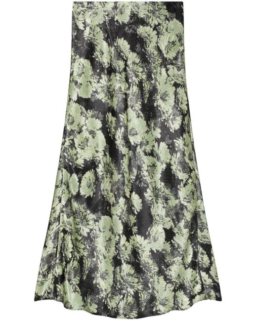 Tory Burch Green Flowing Midi Skirt
