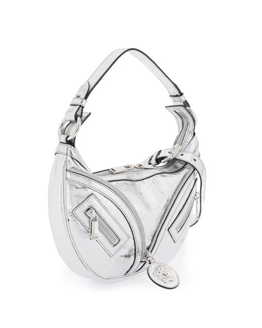 Versace White Metallic Leder 'Repeat' Hobo -Tasche