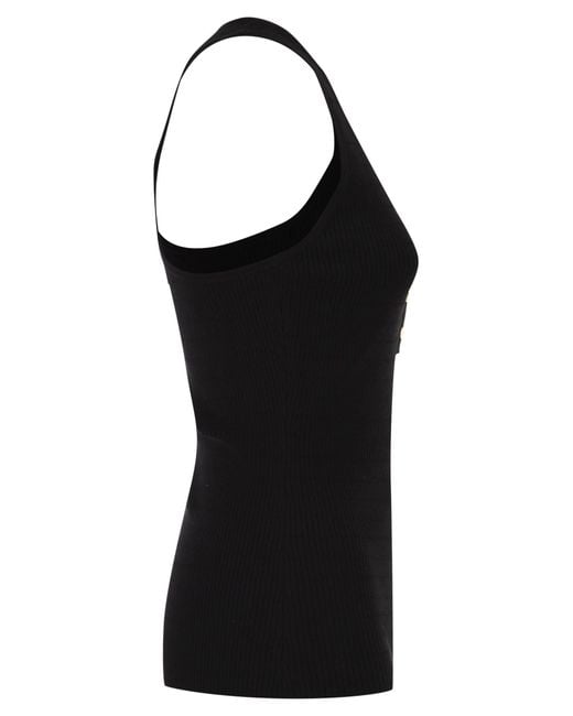 Elisabetta Franchi Black Micro-Cable Knit Top