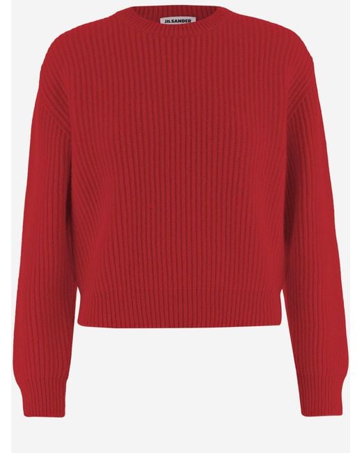 Jil Sander Red Wool Sweater