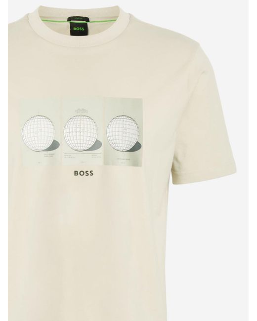 Boss Natural Printed Cotton T Shirt for men