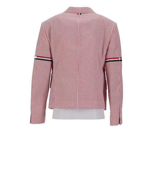 Thom Browne Pink High Break Sb Sportcoat W/ Rwb Gg Armbands