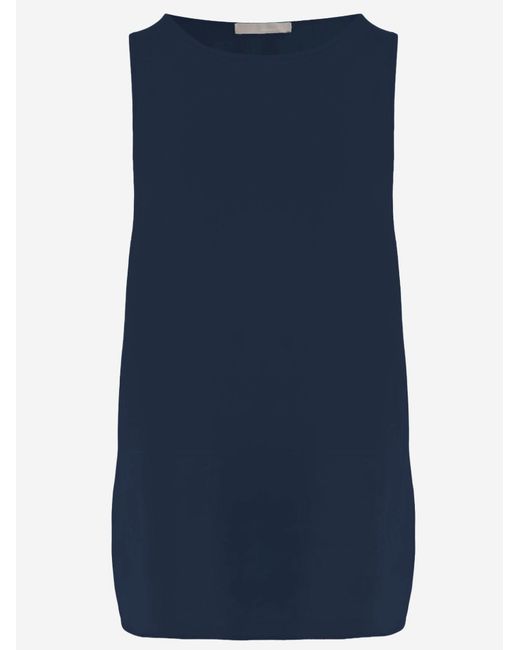 Allude Blue Stretch Silk Top