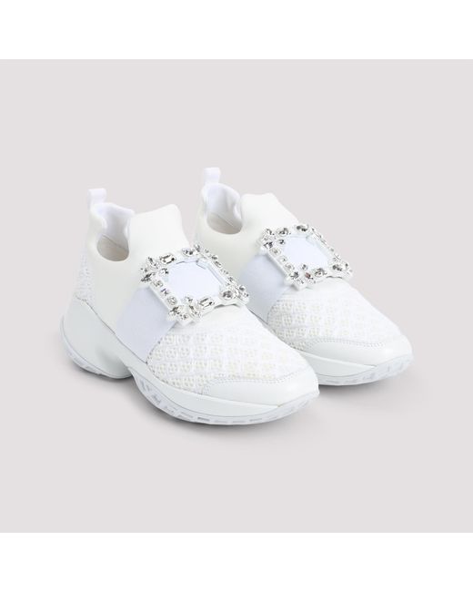 Roger Vivier White Run Strass Buckle Sneakers