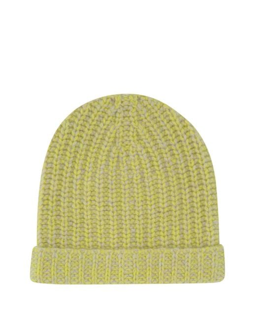 The Elder Statesman Green Two-Tone Cashmere Beanie Hat for men