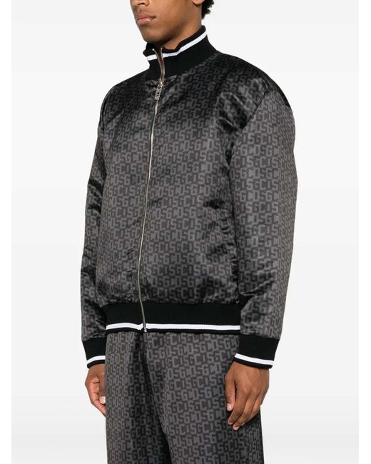 Gcds Black Full Zip Nylon "Monogram Logo" Jacket