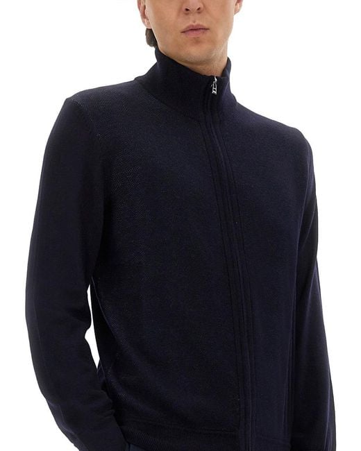Boss Blue Shirt With Zip for men