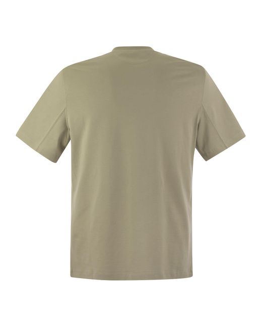 Brunello Cucinelli Green Cotton Jersey T Shirt With Print
