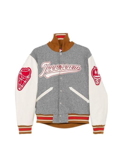 ICECREAM Gray Logo Bomber Jacket