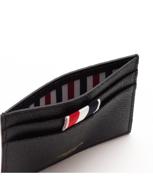 Thom Browne Black Pebbled Leather Cardholder for men