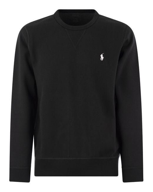 Polo Ralph Lauren Black Double Knit Crew Neck Sweatshirt