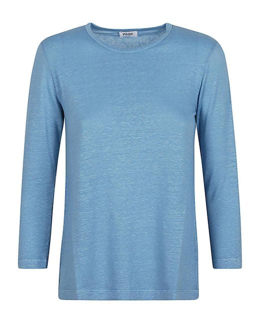 Base London Blue Linen Jersey Long Sleeve T Shirt