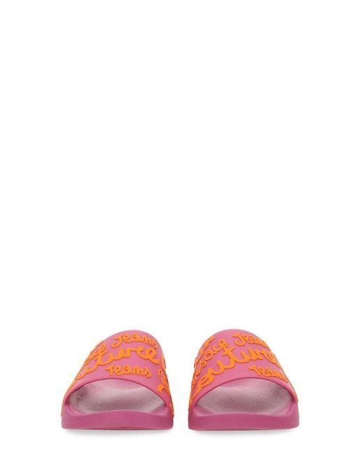 Versace Jeans Couture Pink Medusa Smiley Slide Sandals