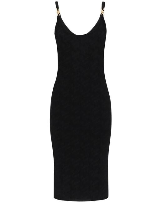 Versace Monogramm Strick -mini -kleid in het Black