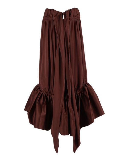 ROTATE BIRGER CHRISTENSEN Brown Gathered Mini Dress Potting Soil (Loose Fit)