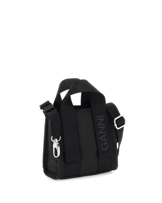 Ganni Tech Mini Tote Bag in het Black