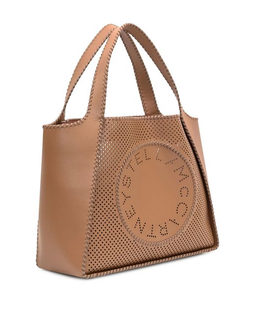 Stella McCartney Brown Logo-Perforated Tote Bag