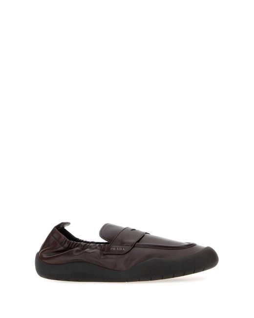 Prada Black Dark Leather Speedrock Loafers