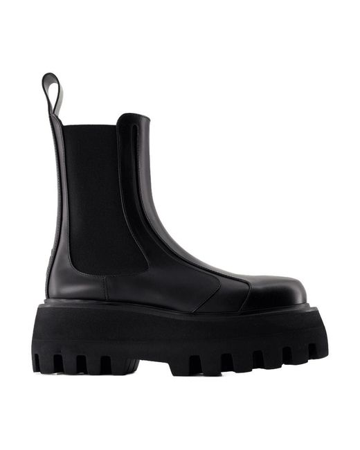 Alexander McQueen Black Schwarze Leder Chelsea Boots